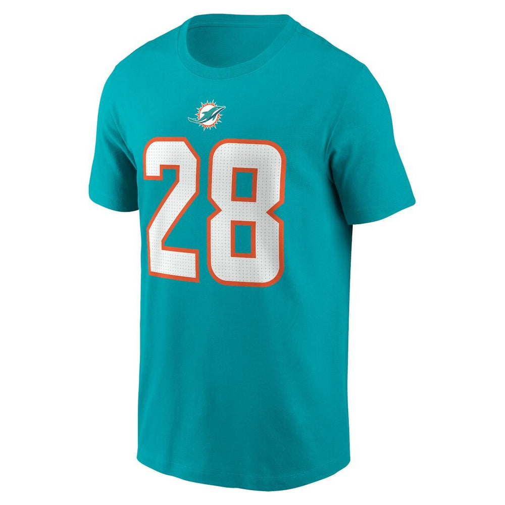 De’Von Achane Miami Dolphins Player Name & Number T-Shirt Aqua
