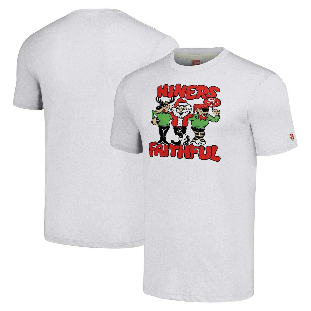 San Francisco 49ers Homage Unisex Holiday Tri-Blend T-Shirt Gray