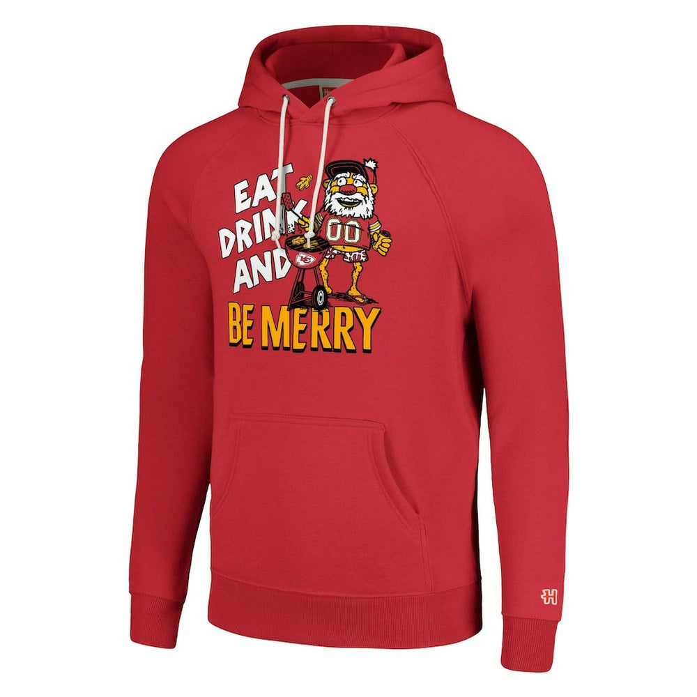 Kansas City Chiefs Homage Unisex Holiday Raglan Tri-Blend Pullover Hoodie Red