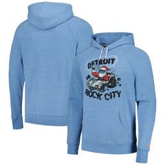 Detroit Lions Homage Unisex Holiday Raglan Tri-Blend Pullover Hoodie Light Blue