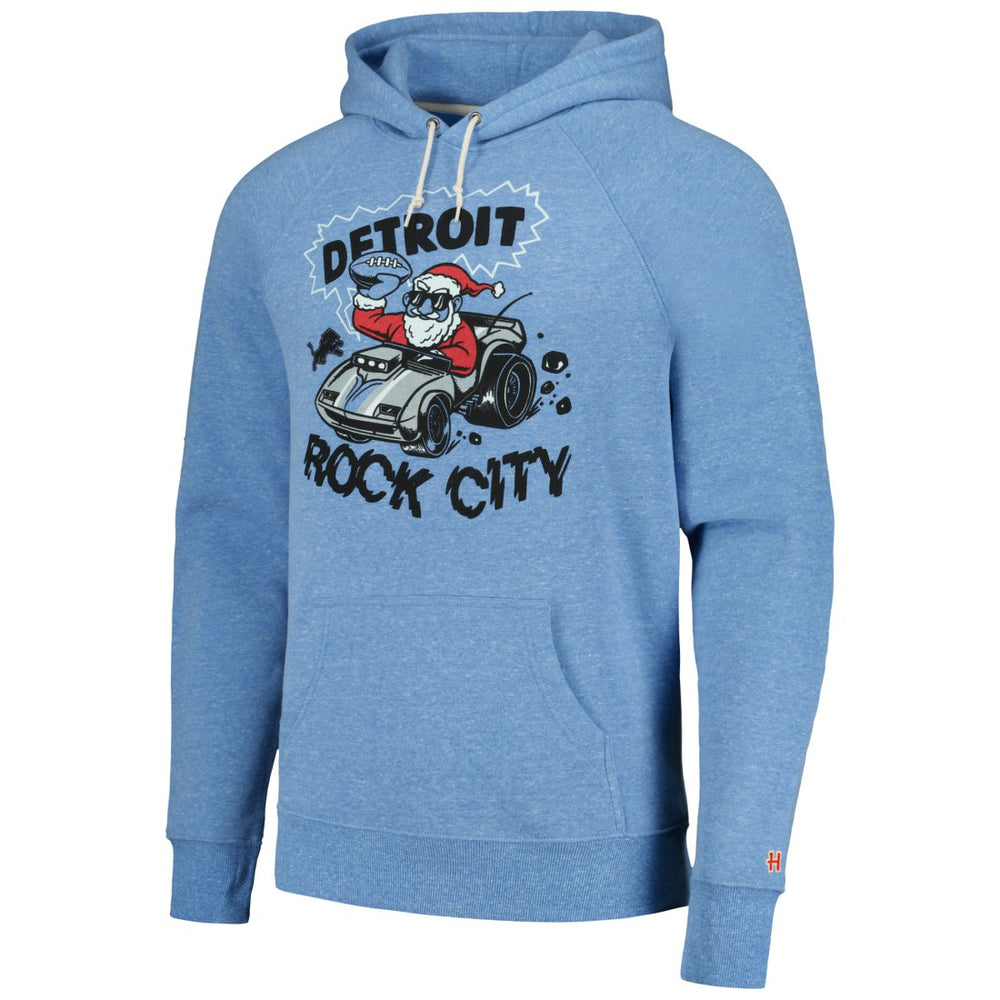 Detroit Lions Homage Unisex Holiday Raglan Tri-Blend Pullover Hoodie Light Blue