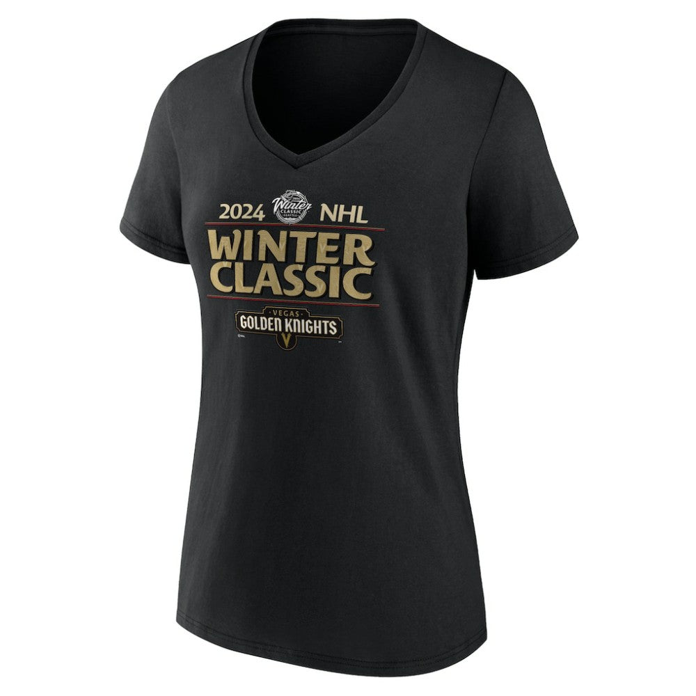 NHL Vegas Golden Knights Fanatics Women's 2024 NHL Winter Classic V-Neck T-Shirt - Black