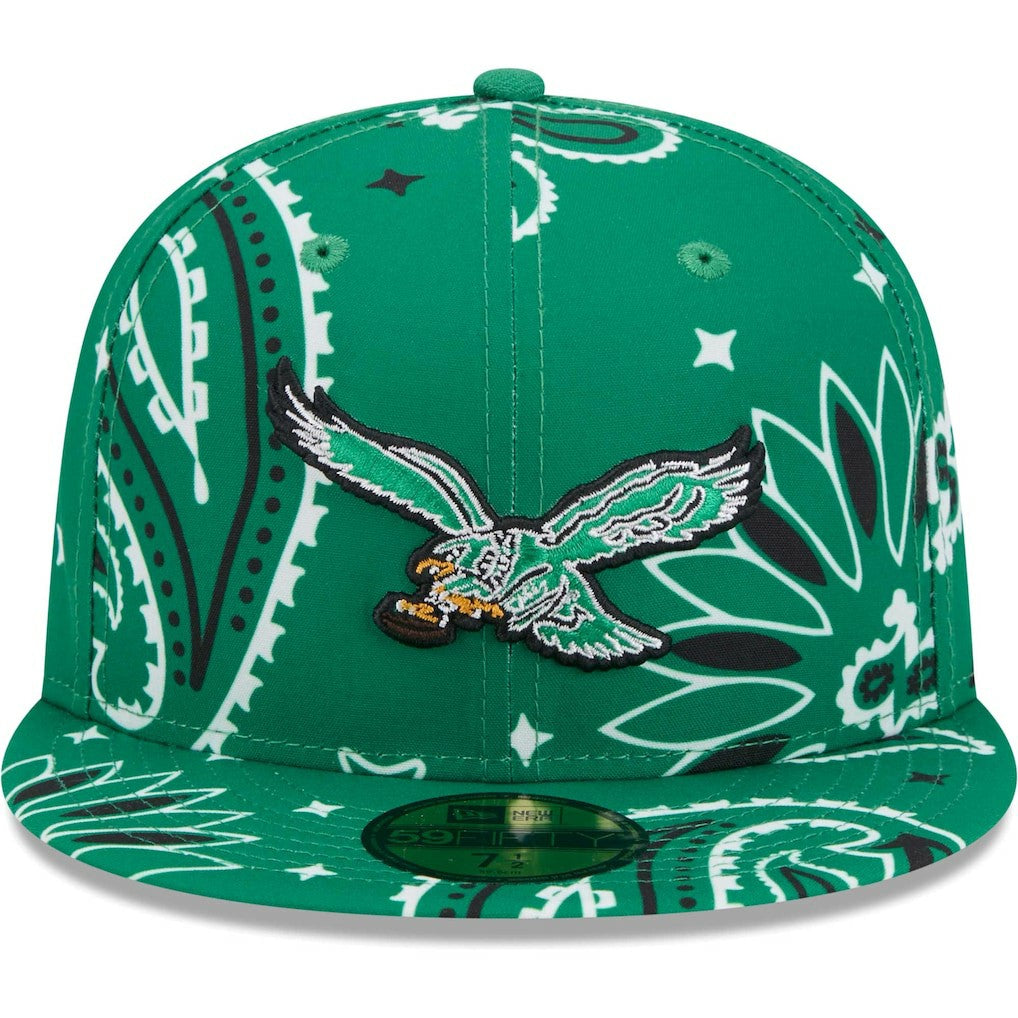 Philadelphia Eagles New Era Throwback Paisley 59FIFTY Fitted Hat Kelly Green
