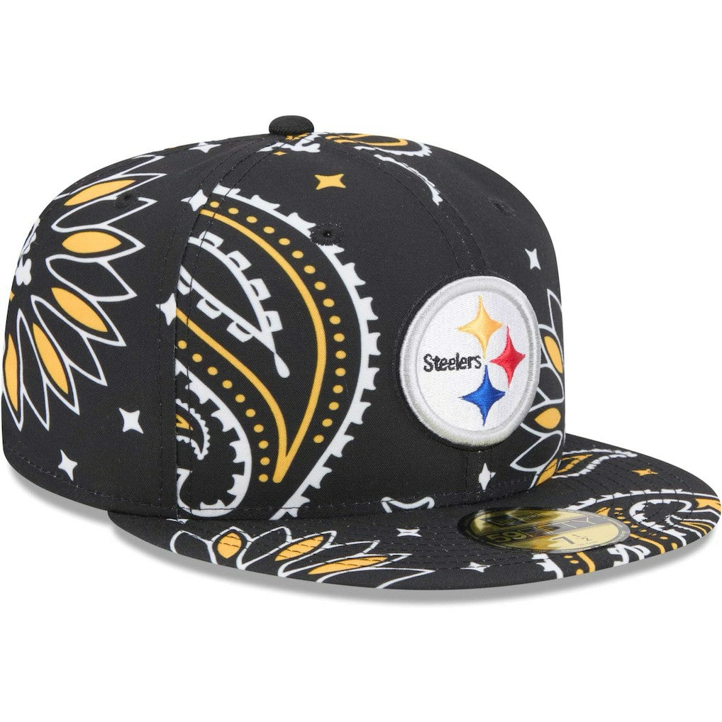 Pittsburgh Steelers New Era Paisley 59FIFTY Fitted Hat Black