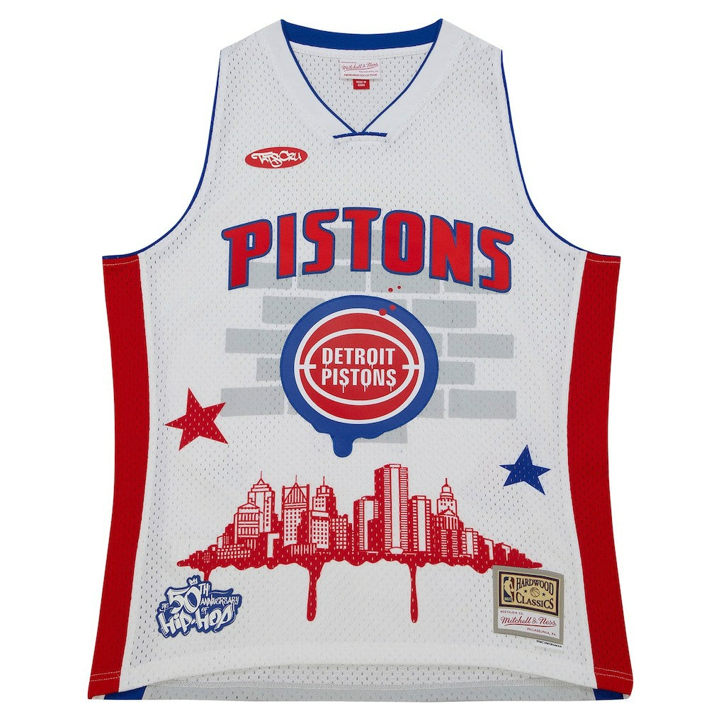 Detroit Pistons x Tats Cru Hardwood Classics Fashion Jersey White