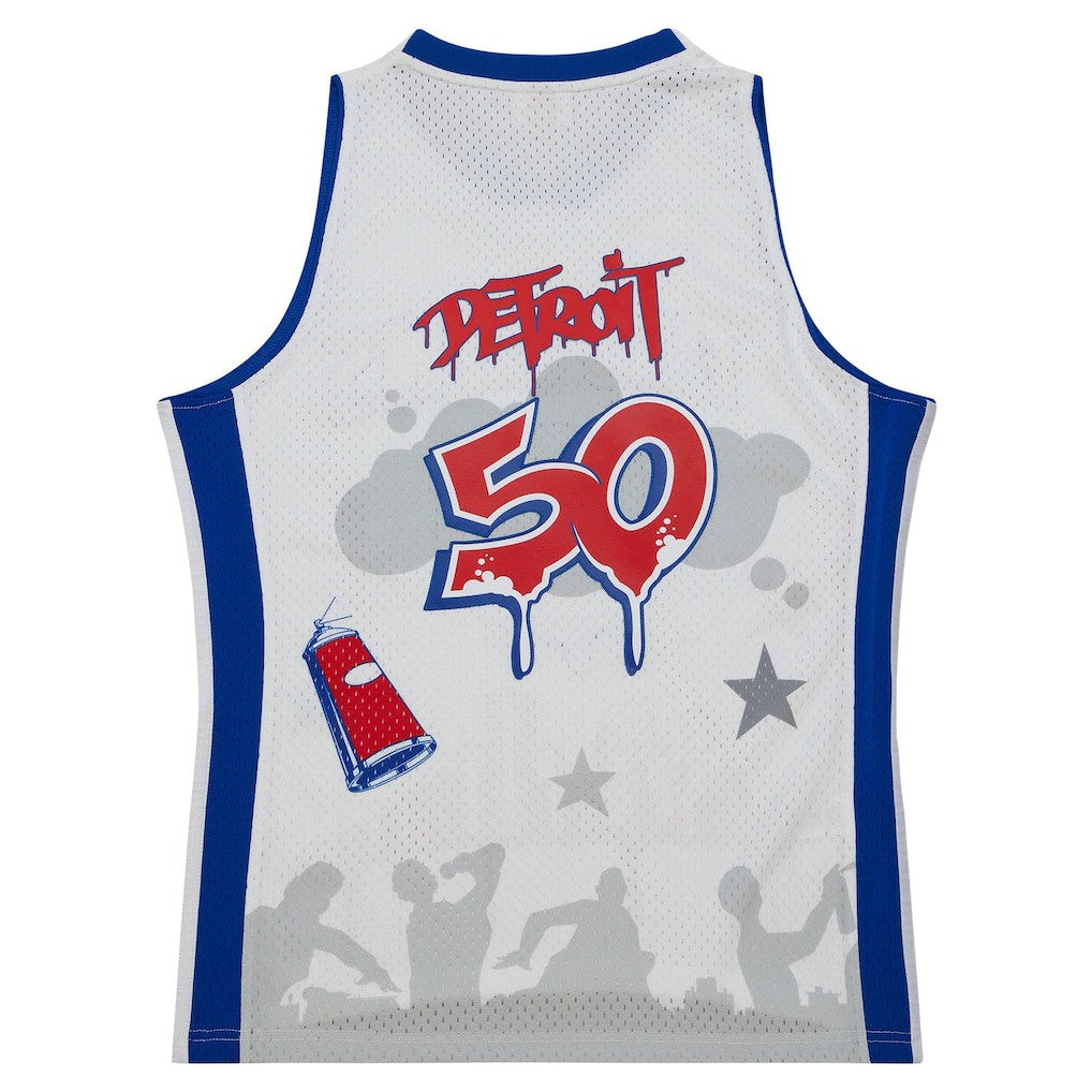 Detroit Pistons x Tats Cru Hardwood Classics Fashion Jersey White