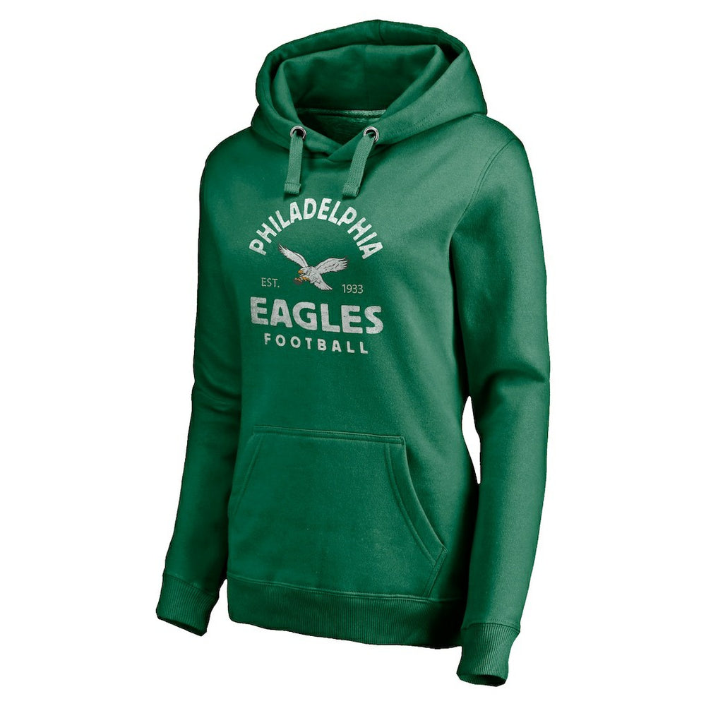 Philadelphia Eagles Women's Gridiron Classics Vintage Arch Pullover Hoodie Kelly Green