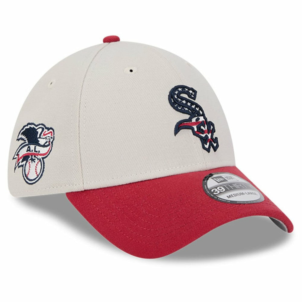 Chicago White Sox New Era 2024 Fourth of July 39THIRTY Flex Hat - Khaki/Red Hats