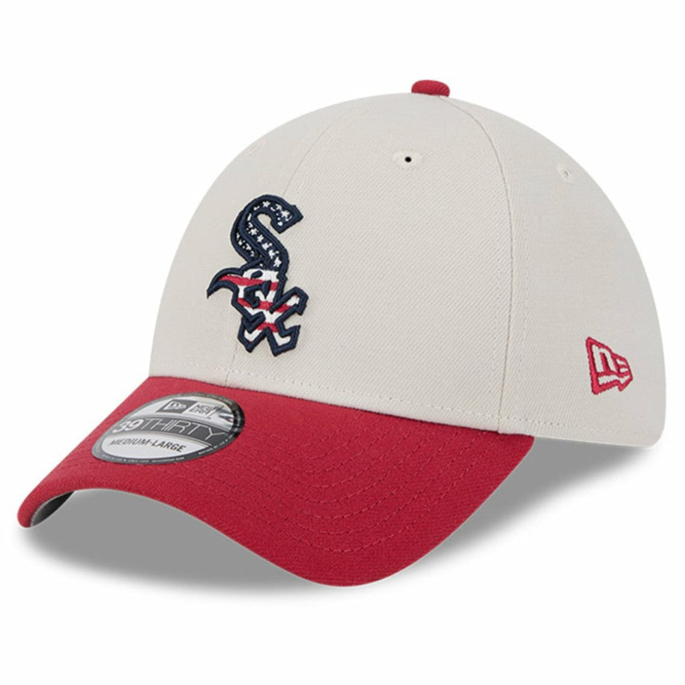 Chicago White Sox New Era 2024 Fourth of July 39THIRTY Flex Hat - Khaki/Red Hats