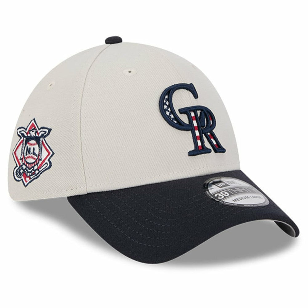 Colorado Rockies New Era 2024 Fourth of July 39THIRTY Flex Hat - Khaki/Black Hats