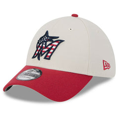 Miami Marlins New Era 2024 Fourth of July 39THIRTY Flex Hat - Khaki/Red Hats
