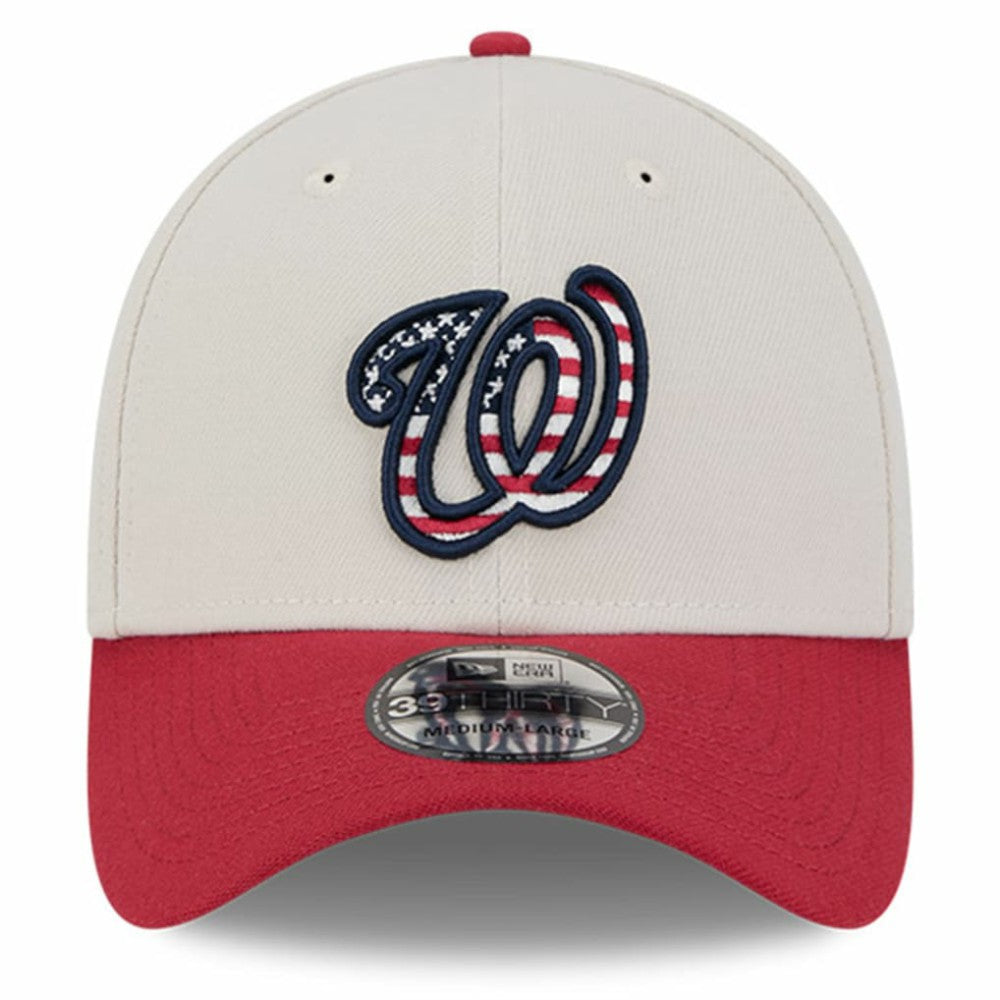 Washington Nationals New Era 2024 Fourth of July 39THIRTY Flex Hat - Khaki/Red Hats