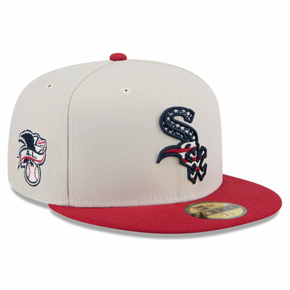 Chicago White Sox New Era 2024 Fourth of July 59FIFTY Fitted Hat - Khaki/Red Hats
