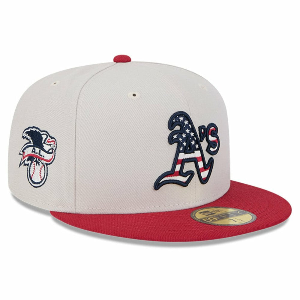Athletics New Era 2024 Fourth of July 59FIFTY Fitted Hat - Khaki/Red Hats