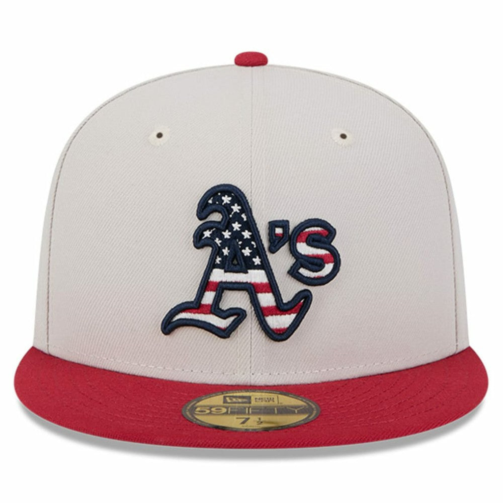 Athletics New Era 2024 Fourth of July 59FIFTY Fitted Hat - Khaki/Red Hats