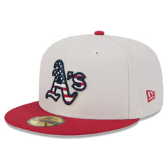 Athletics New Era 2024 Fourth of July 59FIFTY Fitted Hat - Khaki/Red Hats