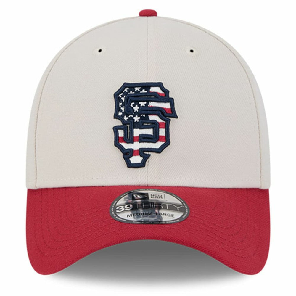 San Francisco Giants New Era 2024 Fourth of July 39THIRTY Flex Hat - Khaki/Red Hats