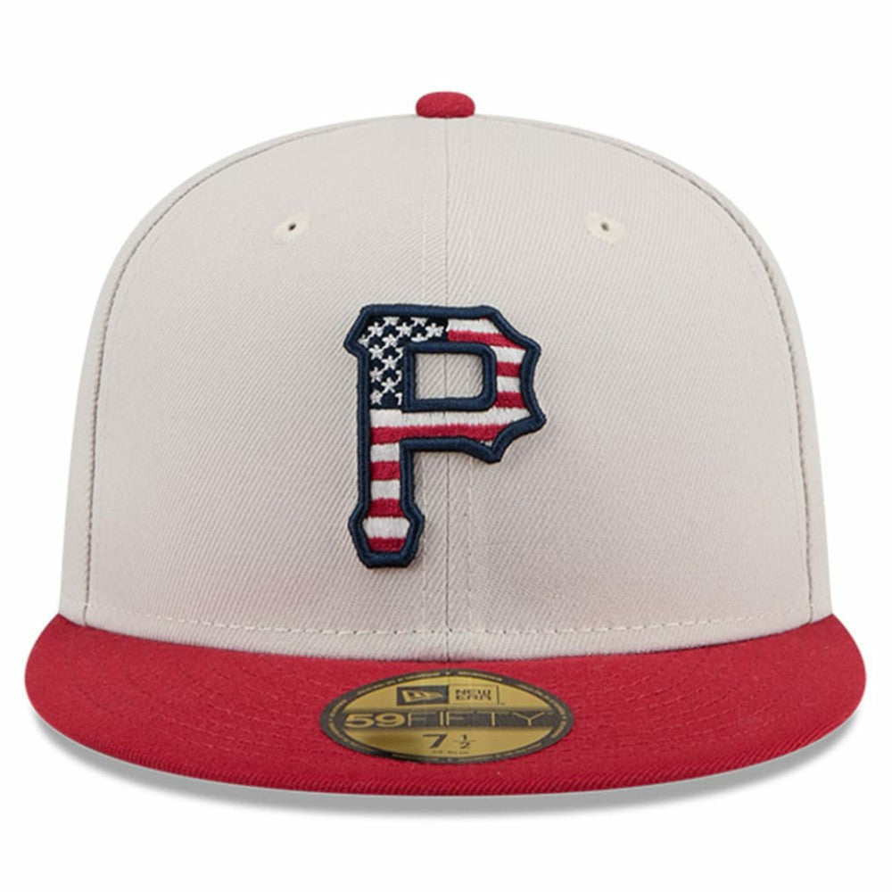 Pittsburgh Pirates New Era 2024 Fourth of July 59FIFTY Fitted Hat - Khaki/Red Hats