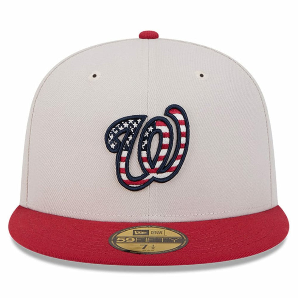Washington Nationals New Era 2024 Fourth of July 59FIFTY Fitted Hat - Khaki/Red Hats