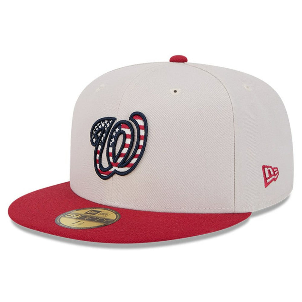 Washington Nationals New Era 2024 Fourth of July 59FIFTY Fitted Hat - Khaki/Red Hats