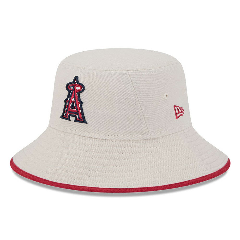 Los Angeles Angels New Era 2024 Fourth of July Bucket Hat - Khaki Hats
