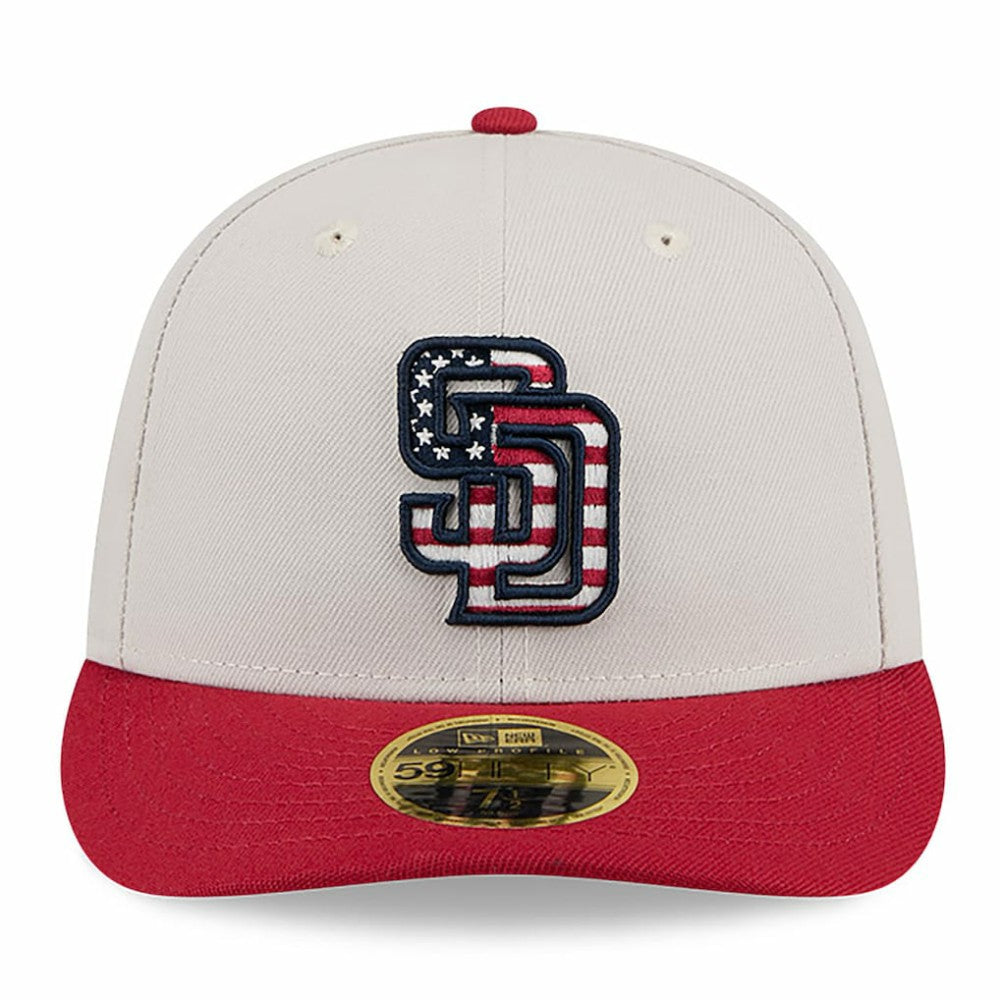 San Diego Padres New Era 2024 Fourth of July Low Profile 59FIFTY Fitted Hat - Khaki/Red Hats