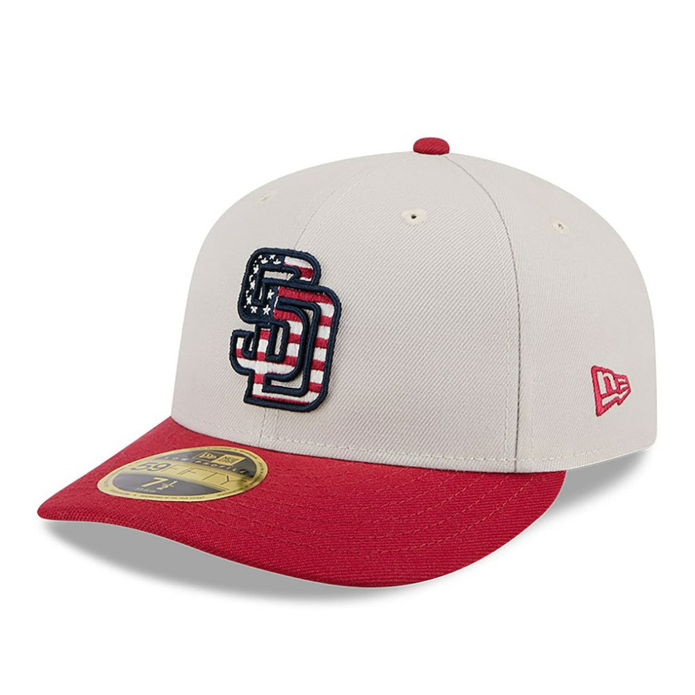 San Diego Padres New Era 2024 Fourth of July Low Profile 59FIFTY Fitted Hat - Khaki/Red Hats