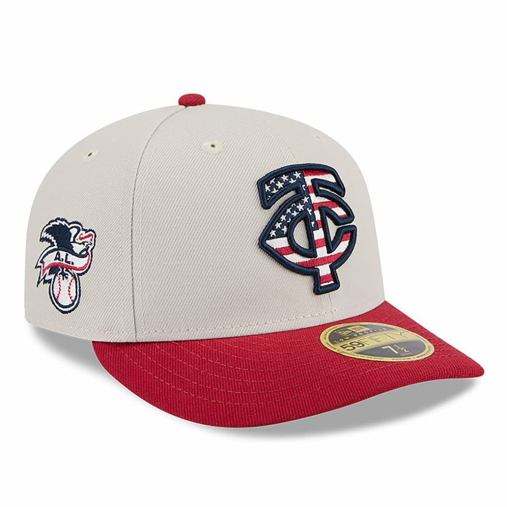 Minnesota Twins New Era 2024 Fourth of July Low Profile 59FIFTY Fitted Hat - Khaki/Red Hats