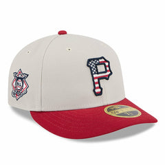 Pittsburgh Pirates New Era 2024 Fourth of July Low Profile 59FIFTY Fitted Hat - Khaki/Red Hats