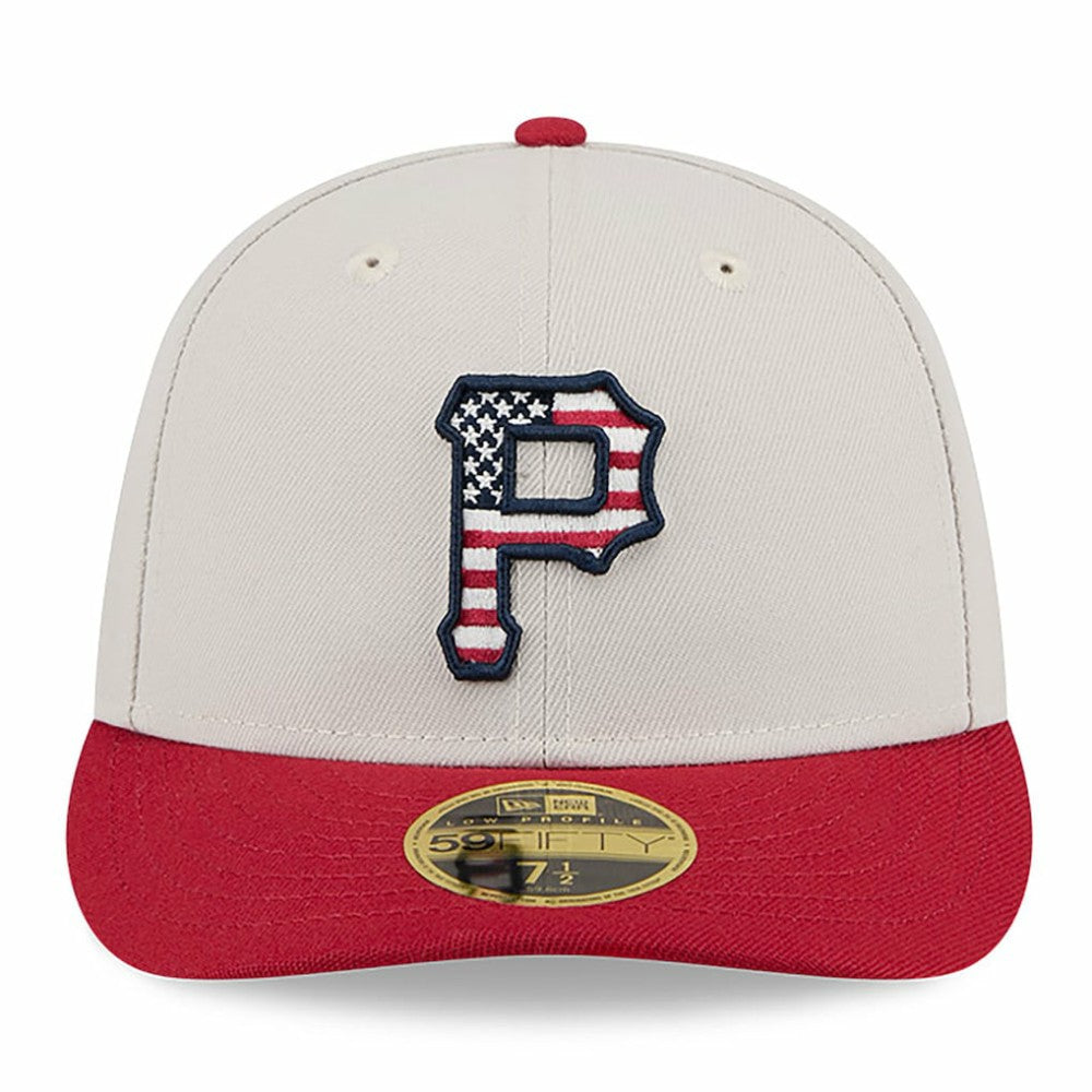 Pittsburgh Pirates New Era 2024 Fourth of July Low Profile 59FIFTY Fitted Hat - Khaki/Red Hats
