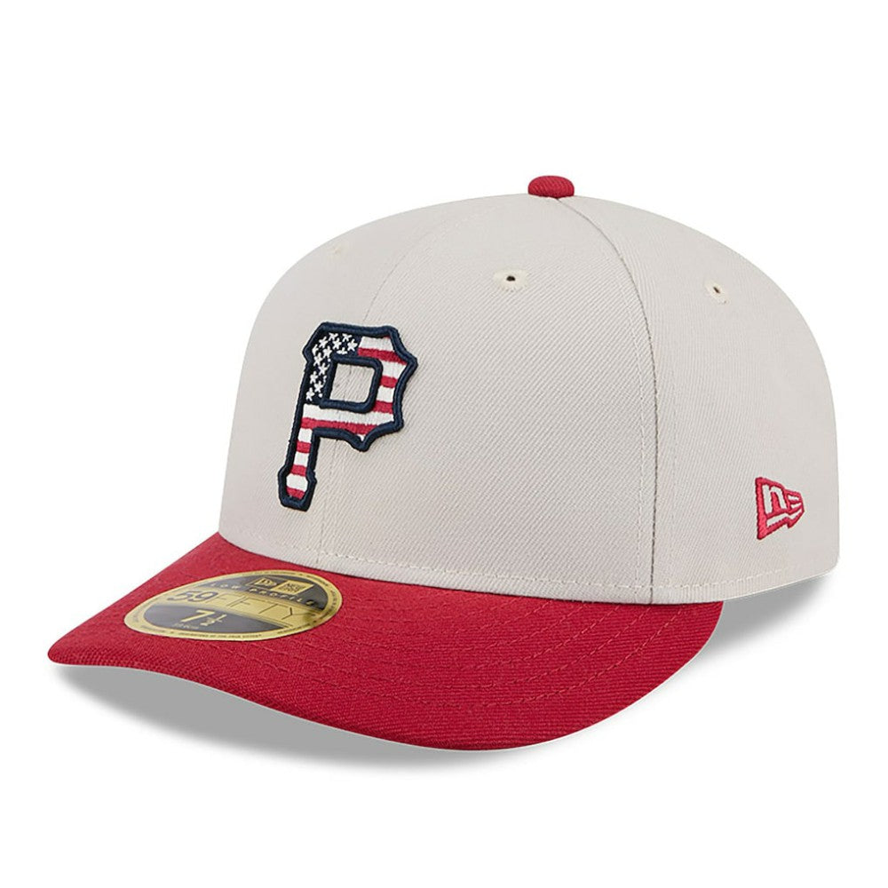 Pittsburgh Pirates New Era 2024 Fourth of July Low Profile 59FIFTY Fitted Hat - Khaki/Red Hats