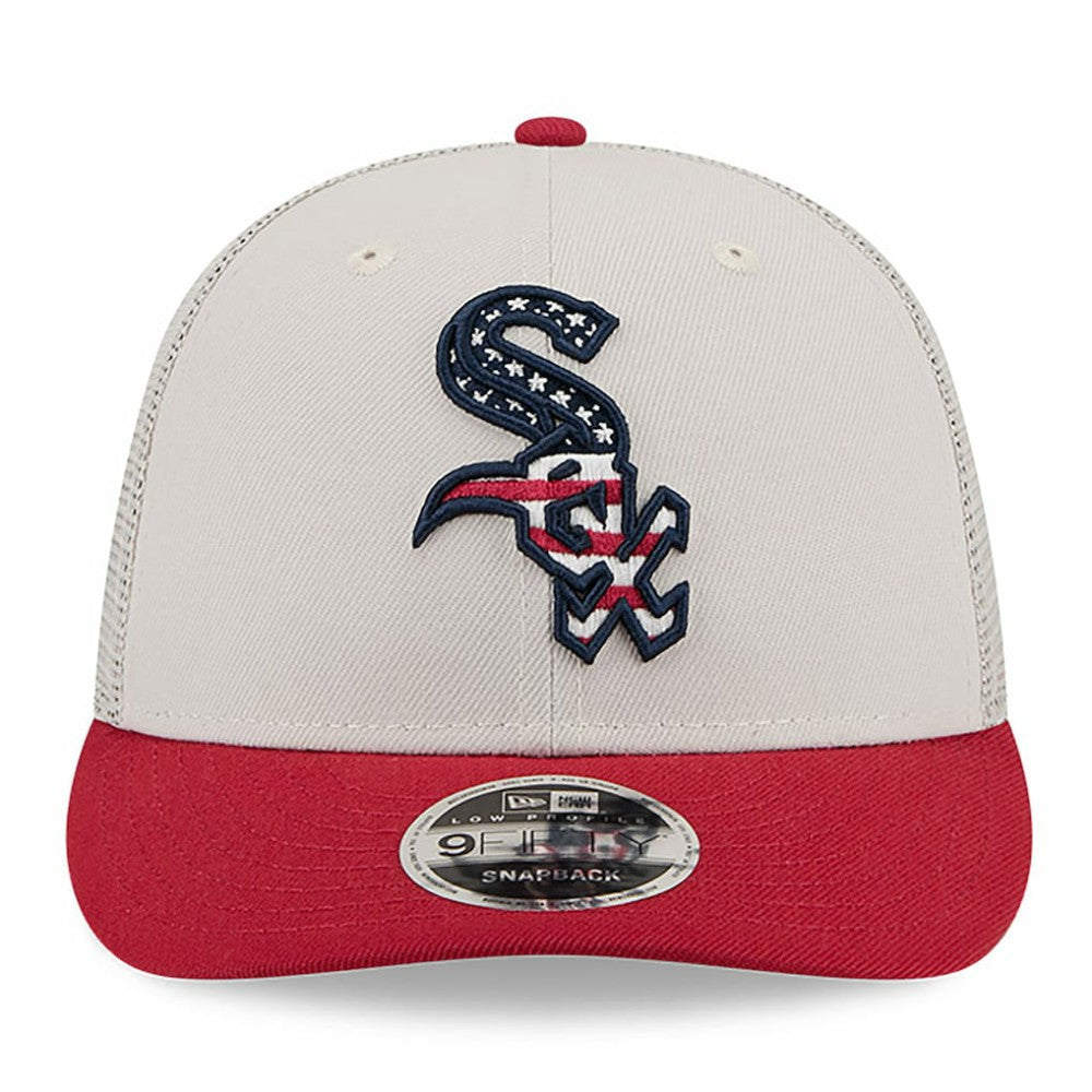 Chicago White Sox New Era 2024 Fourth of July Trucker Low Profile 9FIFTY Snapback Hat - Khaki/Red Hats