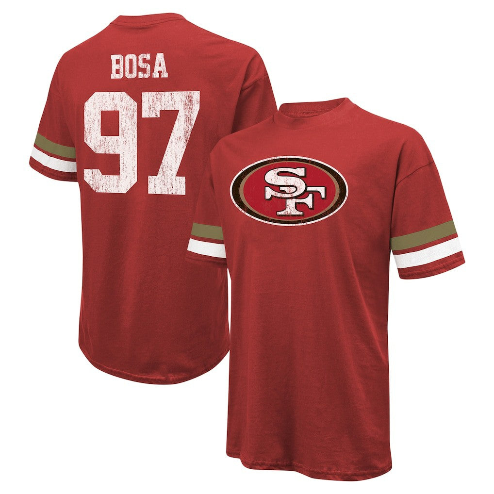 Nick Bosa San Francisco 49ers Majestic Threads Name & Number Oversized Fit T-Shirt Scarlet