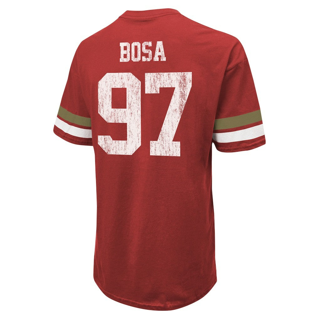 Nick Bosa San Francisco 49ers Majestic Threads Name & Number Oversized Fit T-Shirt Scarlet