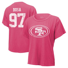 Nick Bosa San Francisco 49ers Majestic Threads Women's Name & Number T-Shirt Pink
