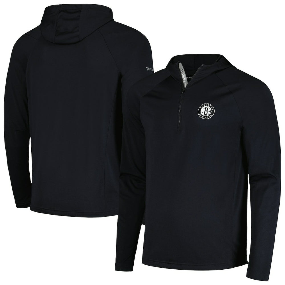 Brooklyn Nets Levelwear Zander Hoodie Raglan Quarter-Zip Top Black