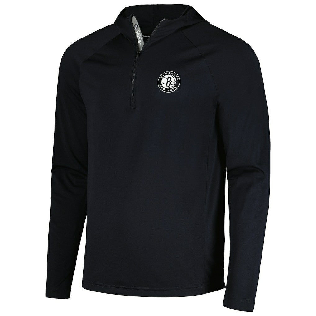Brooklyn Nets Levelwear Zander Hoodie Raglan Quarter-Zip Top Black