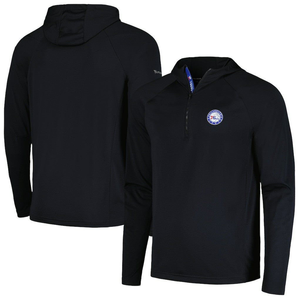 Philadelphia 76ers Levelwear Zander Hoodie Raglan Quarter-Zip Top Black