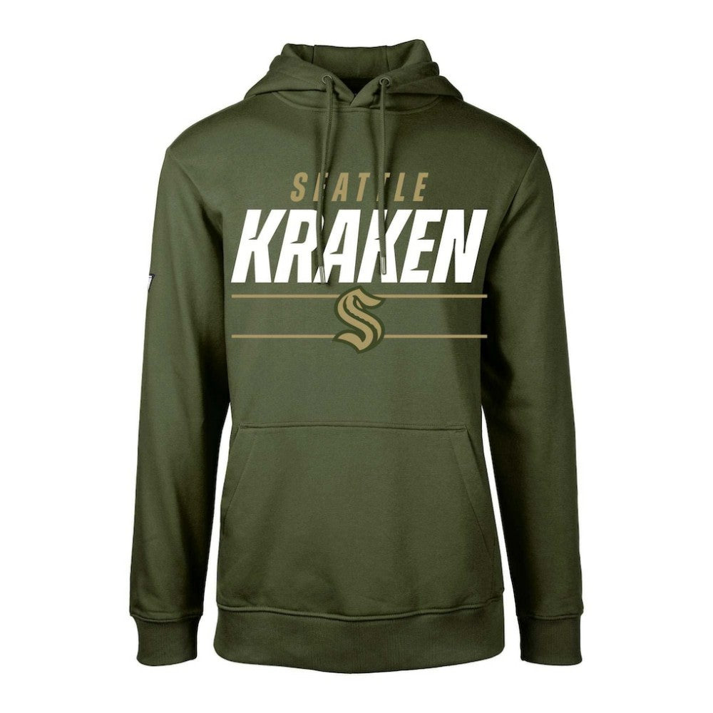 NHL Seattle Kraken Levelwear Youth Podium Fleece Pullover Hoodie - Olive