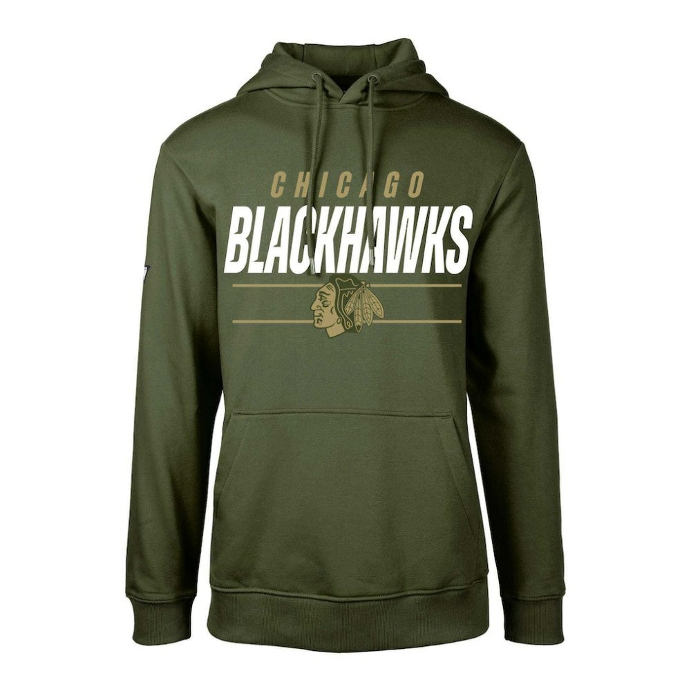 NHL Chicago Blackhawks Levelwear Youth Podium Fleece Pullover Hoodie - Olive