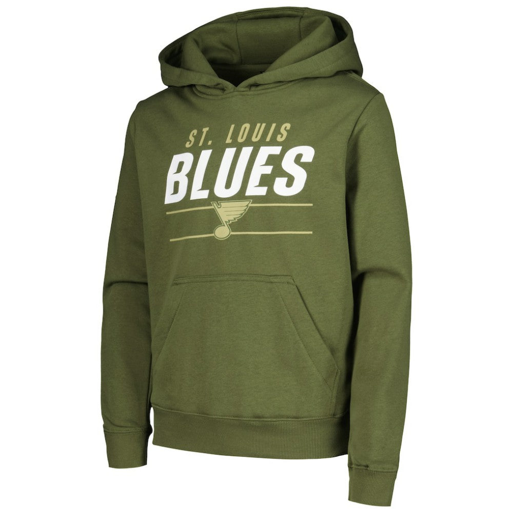 NHL St. Louis Blues Levelwear Youth Podium Fleece Pullover Hoodie - Olive
