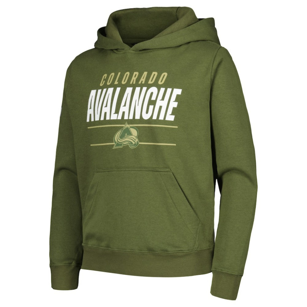 NHL Colorado Avalanche Levelwear Youth Podium Fleece Pullover Hoodie - Olive