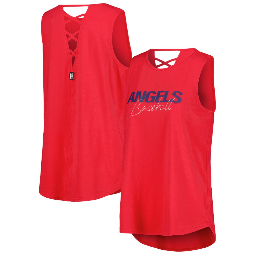 Los Angeles Angels DKNY Sport Women's Claire Fashion Tri-Blend Tank Top - Red Tanks