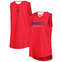 Los Angeles Angels DKNY Sport Women's Claire Fashion Tri-Blend Tank Top - Red Tanks