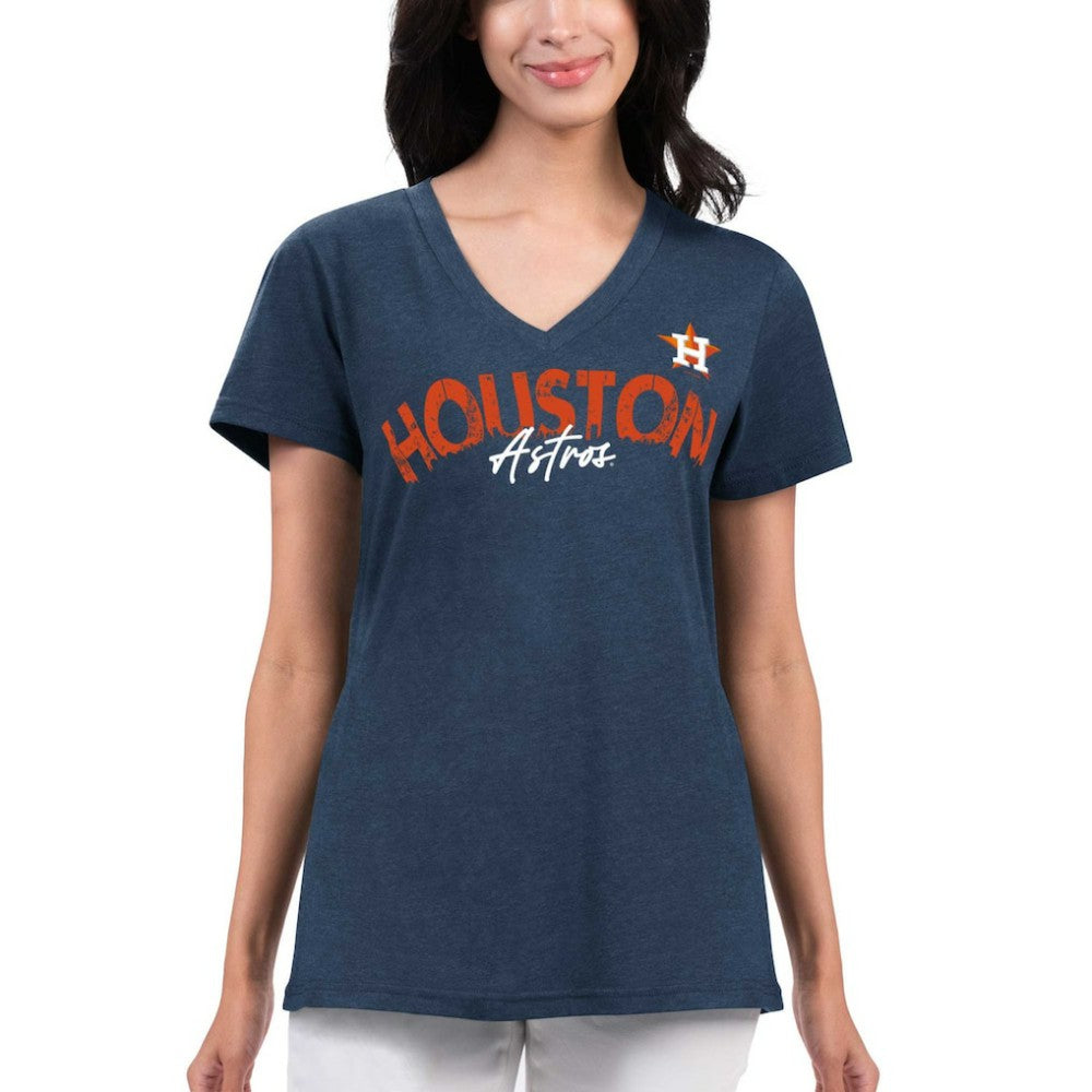 Houston Astros G-III 4Her by Carl Banks Women's Key Move V-Neck T-Shirt - Navy T-shirts