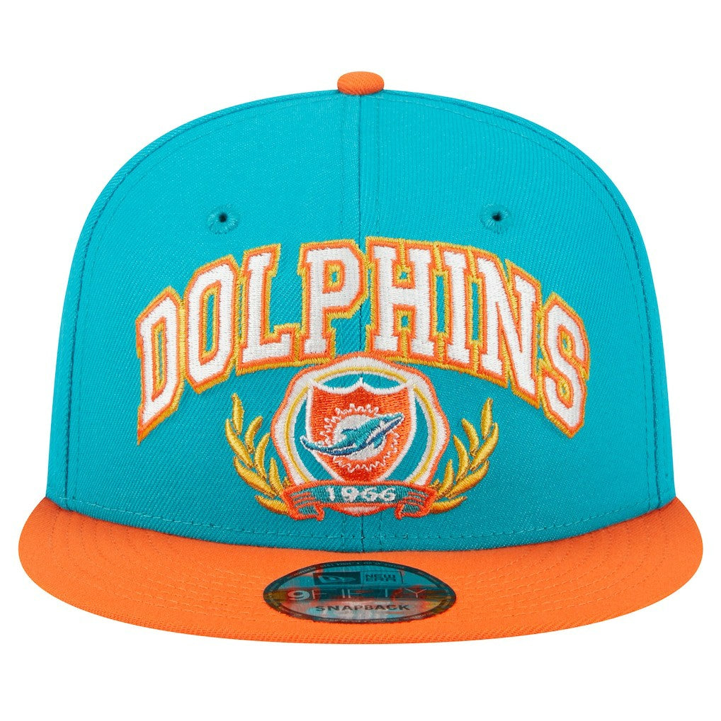 Miami Dolphins New Era Team Establish 9FIFTY Snapback Hat Aqua/Orange