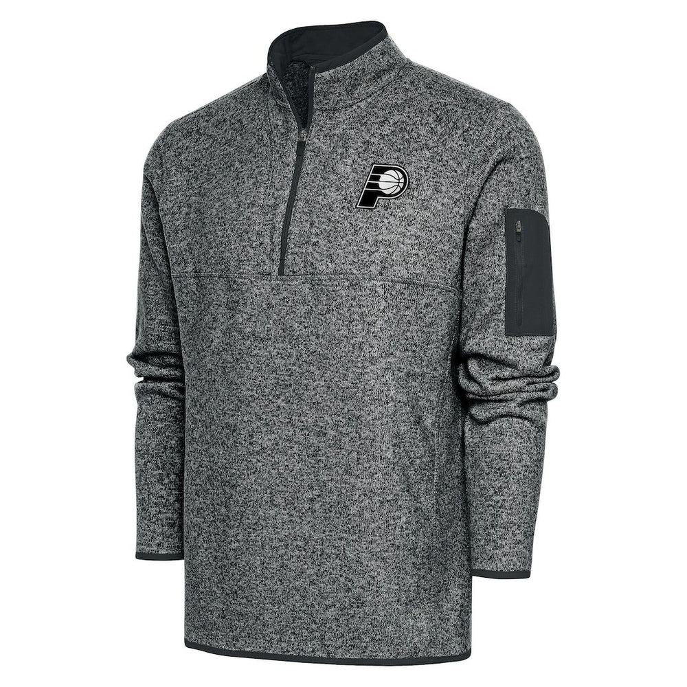 Indiana Pacers Antigua Metallic Logo Big & Tall Fortune Quarter-Zip Jacket Heather Gray