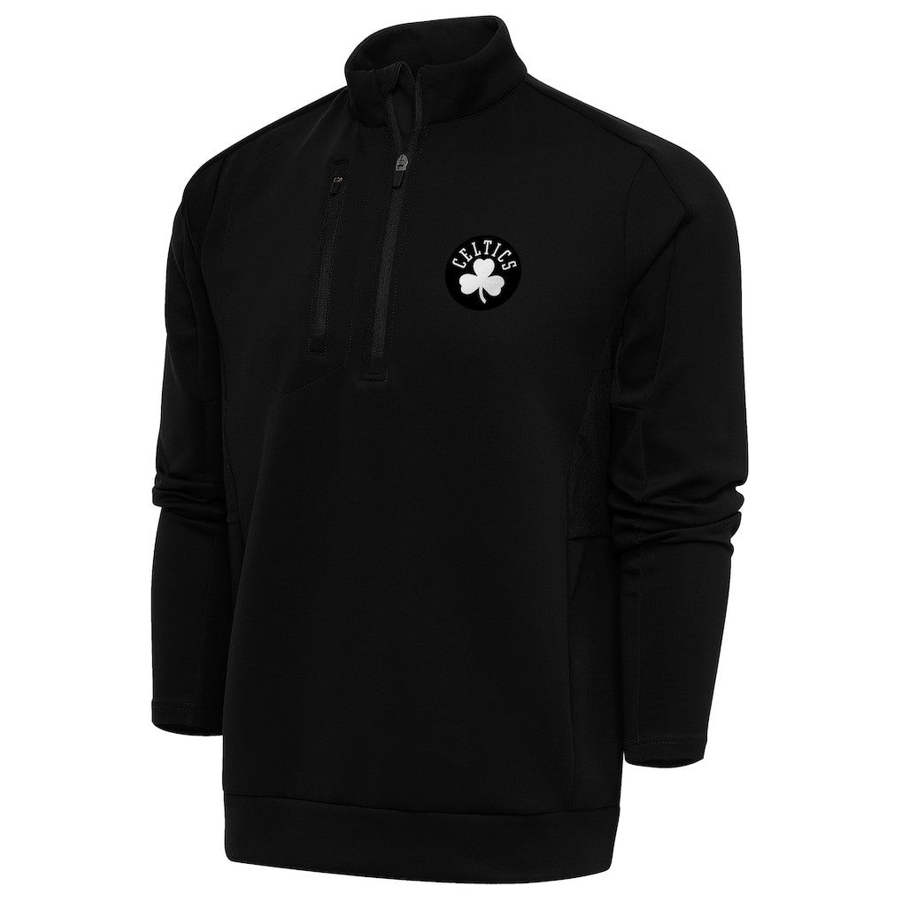 Boston Celtics Antigua Metallic Logo Generation Quarter-Zip Top Black