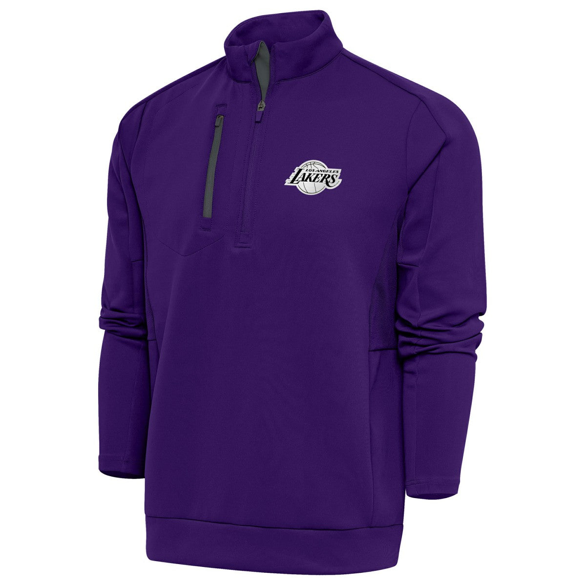 Los Angeles Lakers Antigua Metallic Logo Generation Quarter-Zip Top Purple