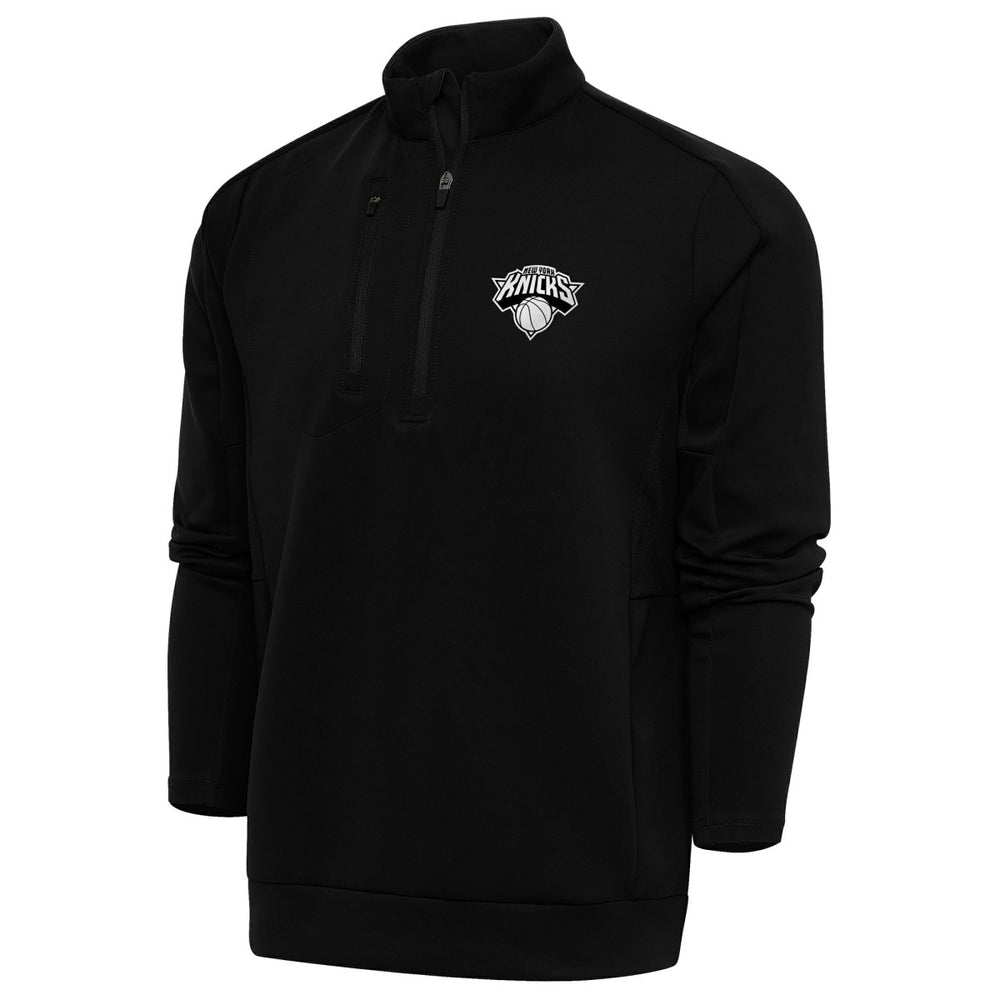 New York Knicks Antigua Metallic Logo Generation Quarter-Zip Top Black